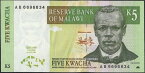 【紙幣】マラウィ 5 kwacha 独立活動家ジョン・ンコロゴ・チレンブウェ 1997-2005年