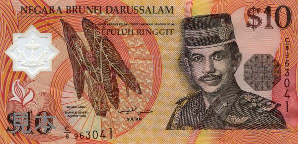 【紙幣】ブルネイ 10 ringgit ハサナルボルキア国王 ポリマー紙幣 1998年 美
