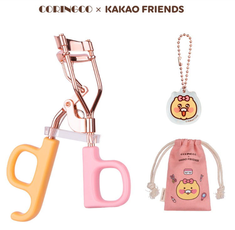 CORINGCO コリンコ TOKTOK HARA EYELASH CURLER トクトクハラバッチャクビューラー まつ毛 カール アップ カカオフレンズ パッチリ目 アイラッシュ Cカール 目力 フィット 巾着 ポーチ キャラクター メイク道具 グッズ プレゼント 【国内発送】