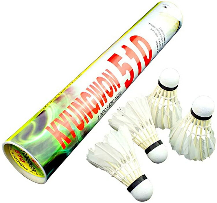 試合球 検定球にも使われているガチョウの羽根を使用 先端部分にはコルクを使用 衝撃 耐久性に優れており 基礎打ちやノック練習に最適 Kyungwon バトミントン シャトル 510 ガチョウ羽根 コルク 12個 ダース 部活動 検定球 耐久性 大量入荷