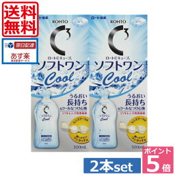 送料無料！ポイント5倍！！ソフトワンクール 【ロート】500ml×2本、レンズケース付 【mail2】【Cキューブ】 　 05P20Sep14（あす楽）