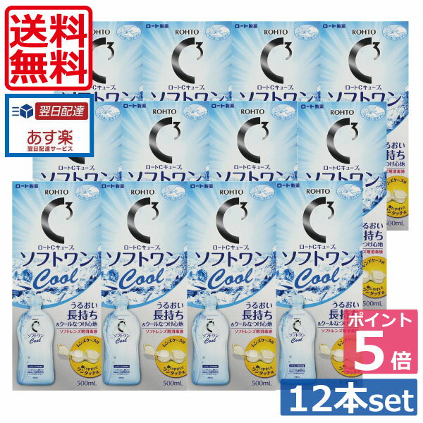 ポイント5倍！【送料無料】　ソフトワンクール 【ロート】500ml×12本、レンズケース付【Cキューブ】（..