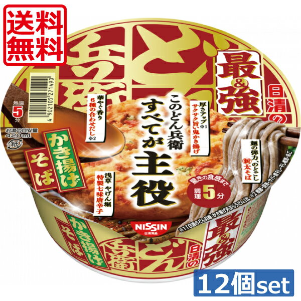 送料無料 日清 最強どん兵衛 かき揚げそば 101g ×12