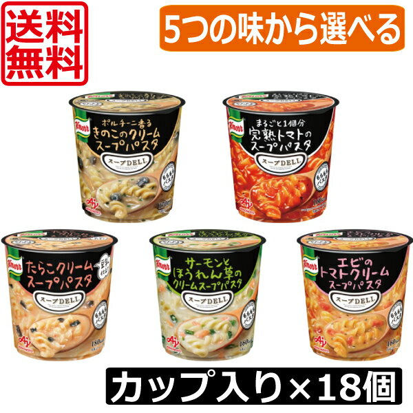 送料無料 クノール スープDELI 5つの味から3種類選べる18個セット スープデリ 味の素 完熟トマトスープパスタ きのこのクリームスープパスタ サーモンとほうれん草のクリームスープパスタ エビとトマトクリームスープパスタ たらこクリームスープパスタ