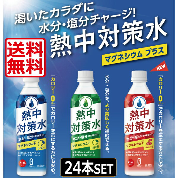 【送料無料】 【赤穂化成】熱中対策水 1ケース×24本 （レモン味・日向夏味・アセロラ味） 500ml　飲料水 ソフトドリンク 水分補給 夏 暑さ対策 真夏日