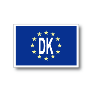 Rakuten - EU旗デザインタイプ　デンマーク ステッカー（シール）屋外耐候仕様 Sサイズ:5cm×7.5cm　／国旗・国識別記号ビークルIDステッカー ヨーロッパ・欧州連合・車やスーツケースなどに☆