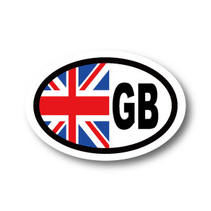 イギリス国旗 GB ビークルID・国識別 ステッカー（シール）屋外耐候耐水 Sサイズ 縦5.5cm×横 8cm 楕円タイプ C-2　・Great Britain ユニオンジャック 英国 ロンドン 長持ち UVカット 海外 旅行 雑貨 車 バイク スーツケース キズ隠し ヨーロッパ グッズ おしゃれ かわいい