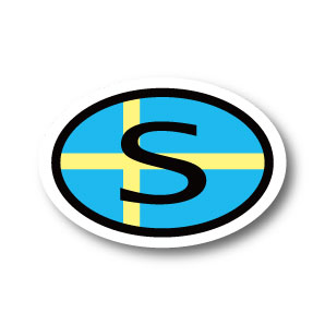 スウェーデン国旗 S ビークルID 国識別 ステッカー（シール）屋外耐候耐水 Sサイズ 縦5.5cm×横 8cm 楕円タイプ C-2 長持ち UVカット 海外 旅行 雑貨 車 バイク スーツケース キズ隠し ヨーロッパ 北欧 グッズ Sweden