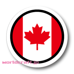 カナダ国旗　円形 ステッカー（シール）耐水 Lサイズ:直径 15cm　・おしゃれ・車やスーツケースのワンポイントに☆