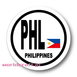 フィリピン国旗　ビークルID・国識別 ステッカー（シール）耐水 Mサイズ:直径 10cm　／車やスーツケースなどに！　防水仕様