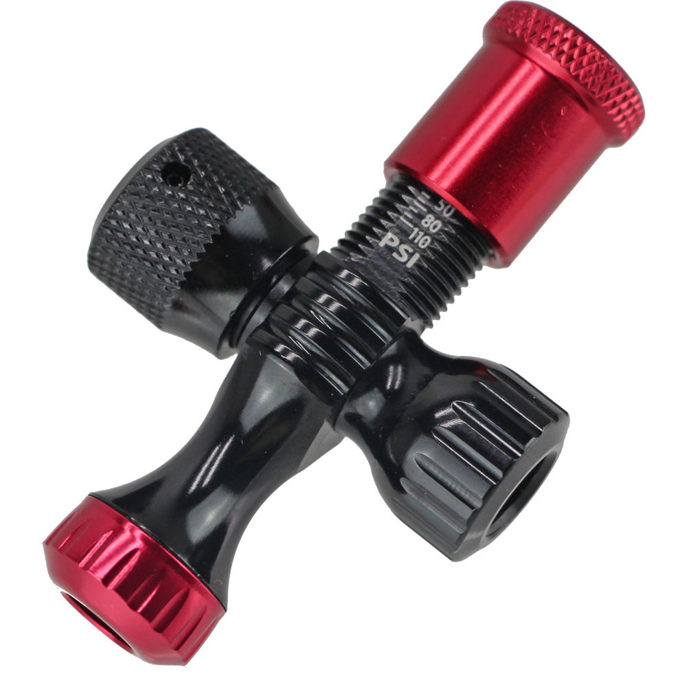【即納】【M便】R250 プリセット型CO2インフレーター ブラック/レッド 空気圧計付 仏式