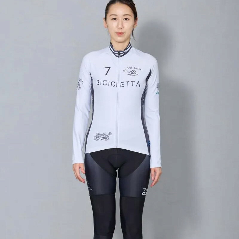 ワールドサイクルのセブンイタリア Italiano Kame Lady LS Jersey オフホワイト レディース｜アングル3