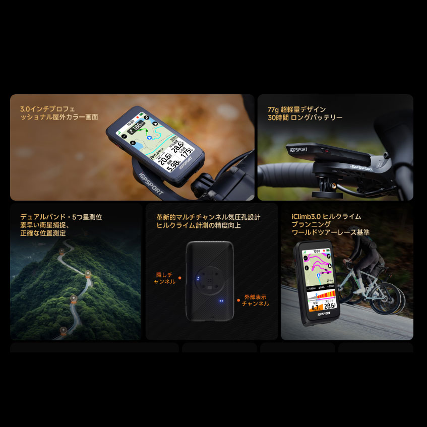 iGPスポーツ BiNavi Air サイクルコンピューター USB-TYPE-C充電