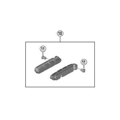 [10]R55C4-A カートリッジタイプブレーキシュー（1mm薄いシュー）＆固定ネジ（左右ペア）カーボンリム用