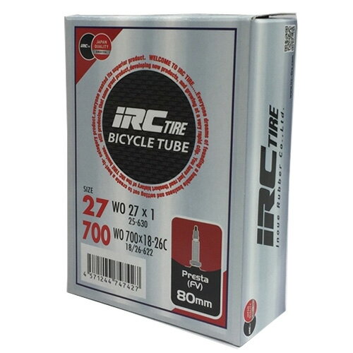 IRC 700x18C-26C 仏式バルブ80mm チューブ商品のカラー・サイズについて商品のカラーはディスプレイの種類等により、実物と異なって見える場合がございます。掲載商品の仕様、ロゴ等のデザインは改良のため、変更される場合がございます。また、メーカーが発表していない寸法や個人的なフィット感についてはお答えいたしかねます。あらかじめご了承ください。沖縄県への送料について 沖縄県への発送に送料無料は適用されません。購入金額に関わらず1,650円（税込）が通常送料に別途加算されます。