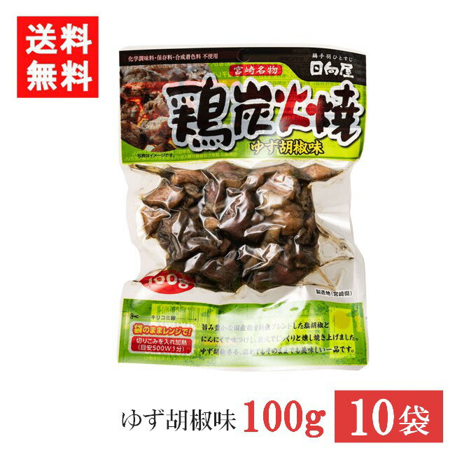 宮崎名物 日向屋 鶏炭火焼 ゆず胡椒味 90g 10袋 国産 無添加 焼き鳥 焼鳥 やきとり