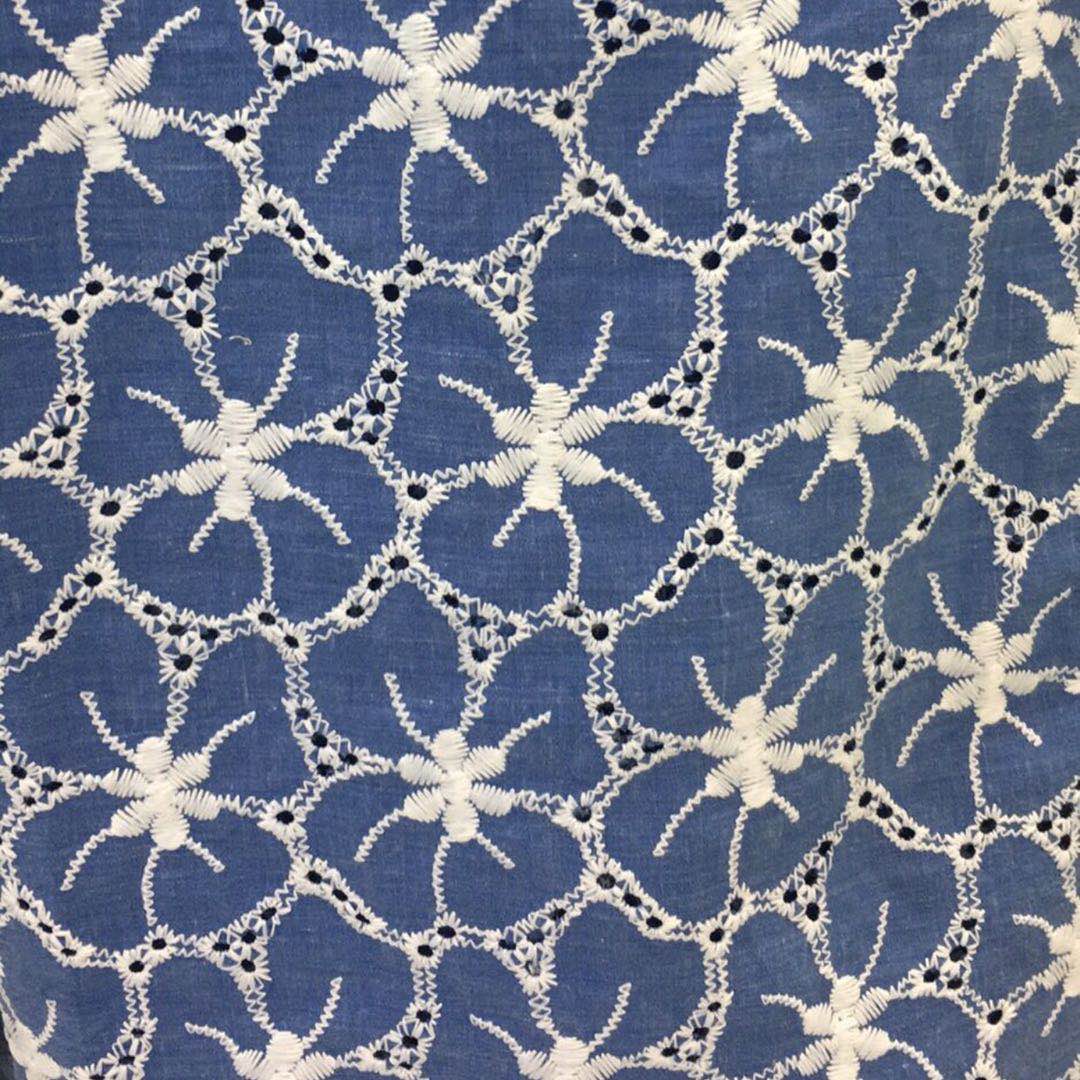 綿レース生地 マスク用生地 綿100% L001 カット パープル ブルー 花柄 刺繍 コットンレース ワークレース130cm*50cm 刺繍レース レース生地 刺繍レース生地 マスク生地 手作りマスク 手芸用品 ハンドメイド