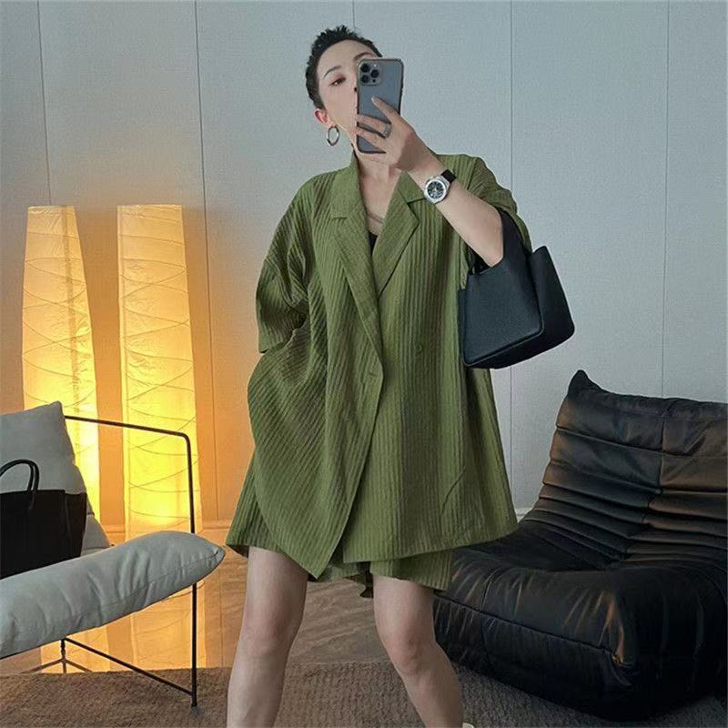 セットアップ レディース 春 夏 カジュアル アウター+ショートパンツ 2点セット サマーセットアップ 夏セットアップレディース 大きいサイズ ゆったり 体型カバー 半袖 シャツ 個性的 かっこいい オフィス オシャレ ジャケット 着痩せ 長袖 ゆったり LSGA016(L-4XL)