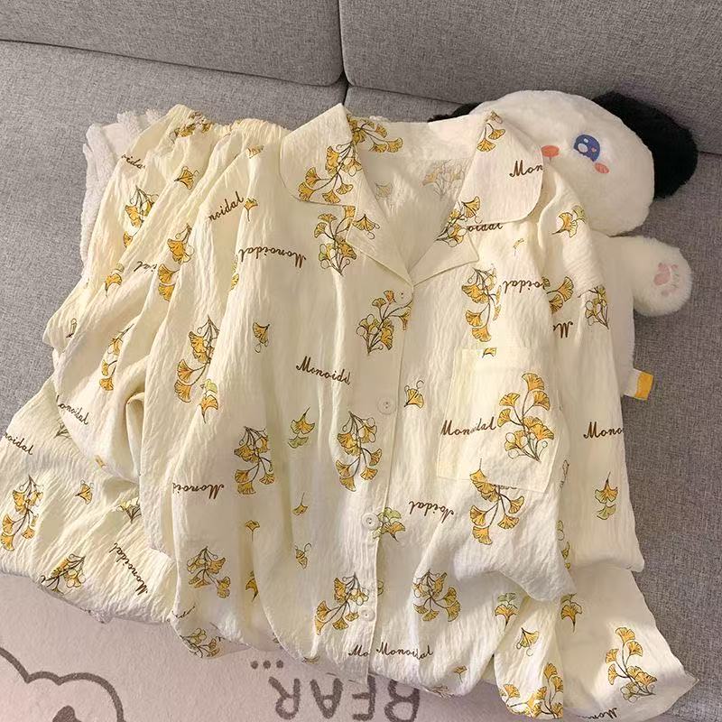 パジャマ ルームウェア レディース 大きいサイズ ガーゼパジャマ 花柄 夏 長袖パジャマ トップス+パンツ 2点セット レディースガーゼパジャマ 薄い 可愛い 柄物 夏物 ロングパンツ 薄手パジャマ ルームウェア上下セット 女性 寝巻き 大人 オシャレ LSGA017(M-5XL)