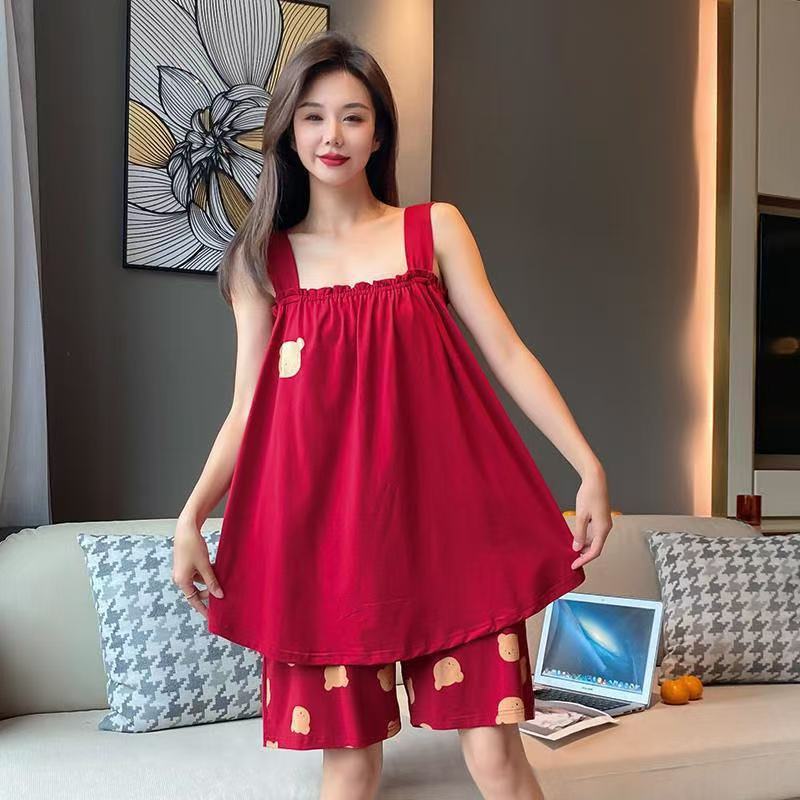 ルームウェア 部屋着 上下セット セットアップ レディース オーバーサイズ 大きい サイズ キャミソール+ ショートパンツ 2点セット 可愛いtシャツ シンプル 夏物 半袖 ゆったり カジュアル シンプル 可愛い LSGA028(3色M-3XL)