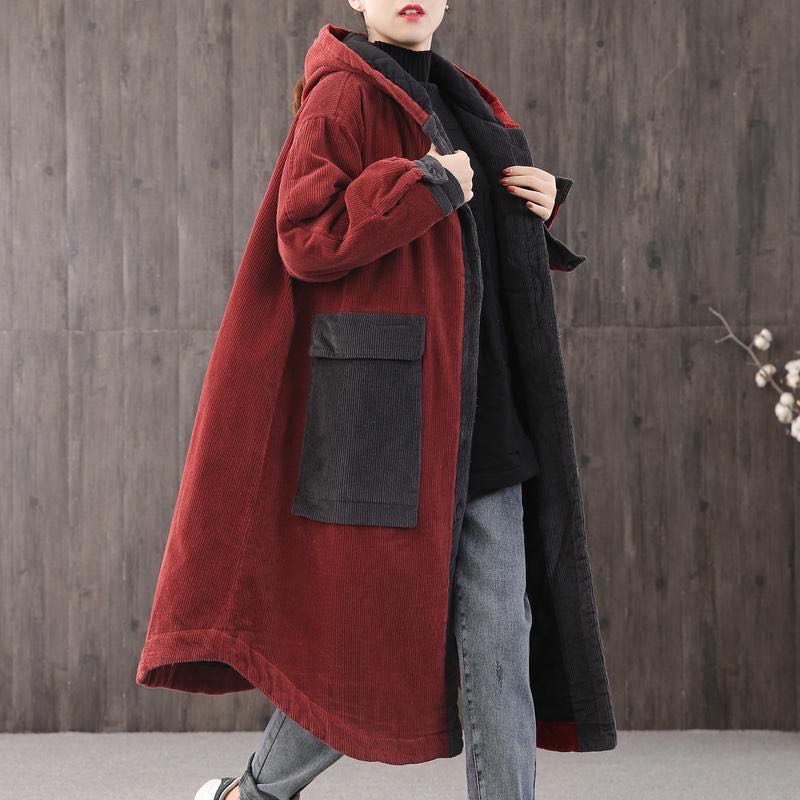 乐天商城 - 中綿コート レディース 40代 中綿 レディース 中綿コート ロングコート 冬服 中綿コート アウター ロングコート 厚手 秋冬 レディース コーデュロィ コート 長袖 レディース フード付き 大きいポケット ゆったり LCDA049(3色フリー)