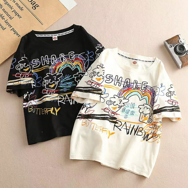 乐天商城 - キッズ 子供服 Tシャツトップス カジュアル 男の子 夏 ゆったり 可愛い半袖 英文字 薄手 プリント110 120 130 140 150 160 170 KUFA021