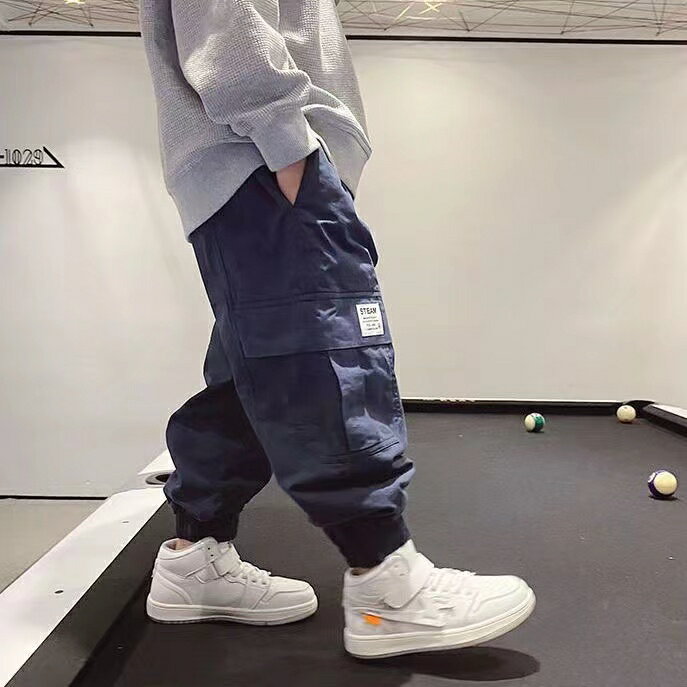 乐天商城 - キッズ 子供服 ズボン ワークパンツ カジュアル パンツ 男の子 ボトムス 春秋 ゆったり 可愛い ジュニア 英文字 薄手 KTFA064