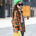 キッズ 子供服 チェック柄シャツ トップス カジュアル 女の子 春秋 ゆったり 可愛い ジュニア 長袖 薄手 KCFA031