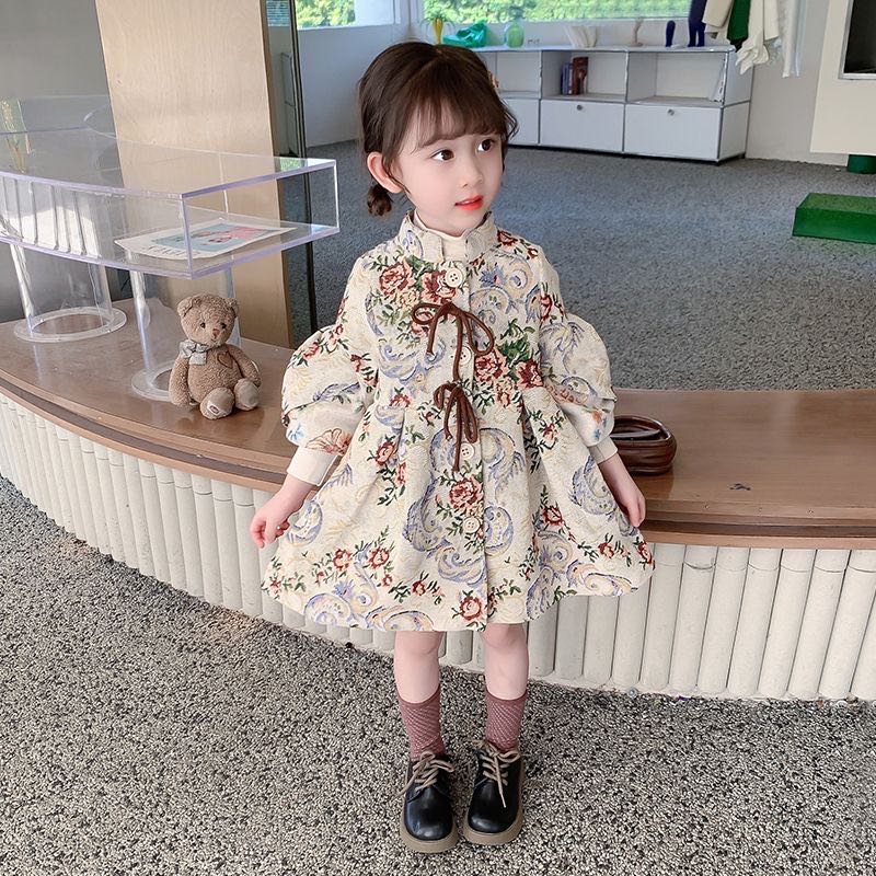 キッズ 子供服 アウター ロング トップス カジュアル 女の子 春秋 ゆったり 可愛い ジュニア 長袖 薄手 花柄 リボン付き KCFA064 3