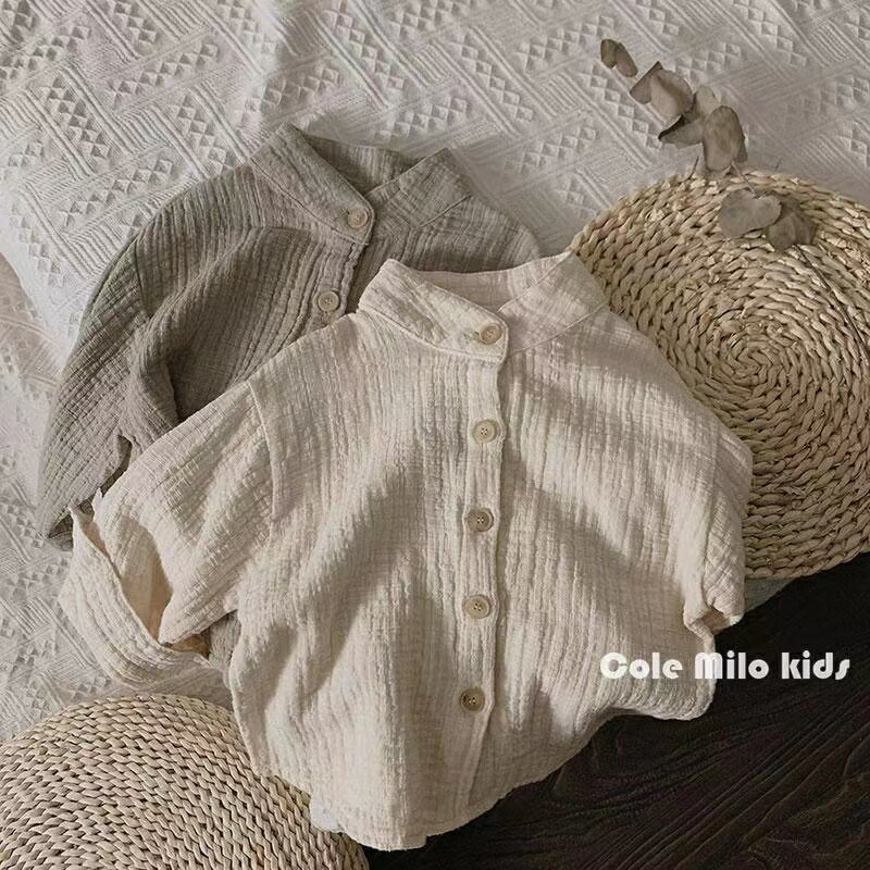 乐天商城 - キッズ 子供服 ベビー服 トップス シャツ カジュアル 男女兼用 春夏 ゆったり 可愛い 長袖 薄手 KCFB009(2色80-130）