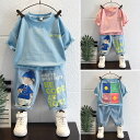 キッズ 子供服 セットアップ 上下セット トップス+ショートパンツ 2点セット 男の子 春夏 半袖 英文字 薄手 ゆったり 可愛い KSFB075