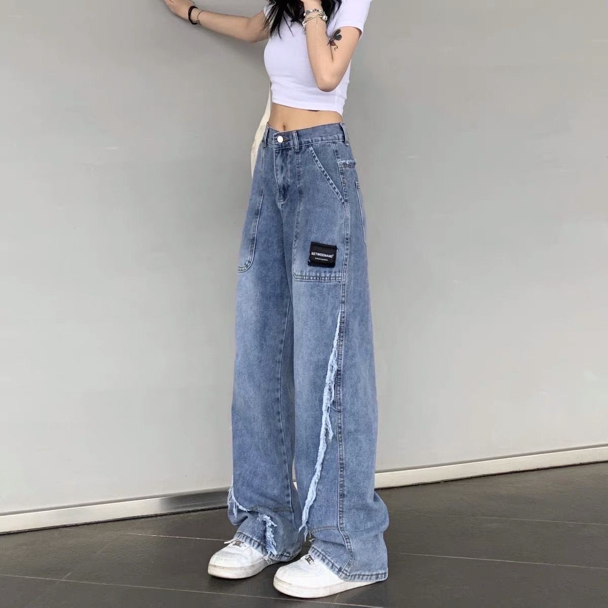 デニムパンツ レディース 大きいサイズ ワイドパンツ ストレート デニム ストレートデニム ボーイフレンドデニム ハイウエスト ゆったり ジーンズ ゆったりめ 大きめ ゆったりサイズ ボトムス パンツ ズボン LPEA026(S-5XL)