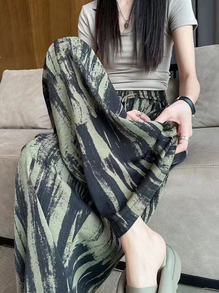 乐天商城 - ワイドパンツ レディース 薄手 夏のズボン 涼しい 夏ワイドパンツ 大きいサイズ ロングパンツ レディース ハイウエスト ウエストゴム ズボン イージーパンツ 大人可愛い LPGA036(2色L-6XL)