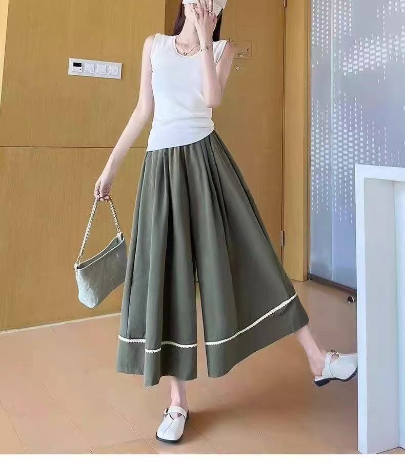 乐天商城 - ワイドパンツ レディース 薄手 夏のズボン 涼しい クール 夏ワイドパンツ 大きいサイズ 七分丈 レディース ハイウエスト レディース7分丈 ウエストゴム スカーチョ ズボン 薄いズボン 薄手パンツ サマーパンツレディース イージーパンツ 大人可愛い LPGA042(2色L-6XL)