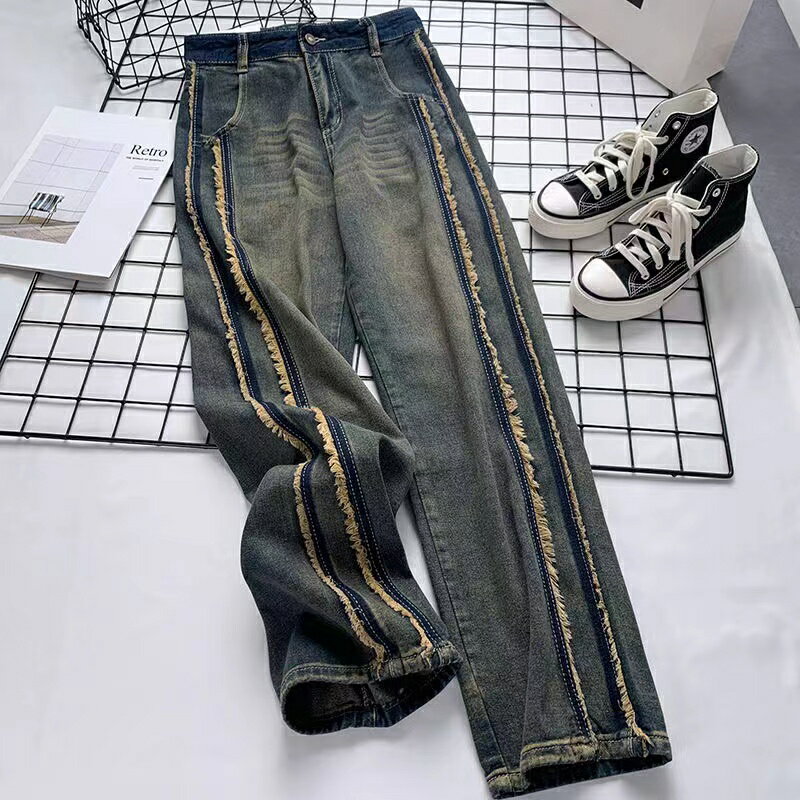 Other - デニムパンツ レディース ワイドパンツ ストレート デニム ストレートデニム ボーイフレンドデニム ハイウエスト ゆったり ジーンズ ゆったりめ 大きめ ゆったりサイズ ボトムス パンツ ズボン SLTB105(S-3XL)