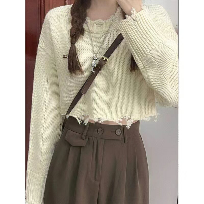 Rakuten - セーター ニット レディース 春秋 ゆったり 長袖 トップス 可愛い 無地 カジュアル S M L SLUA255