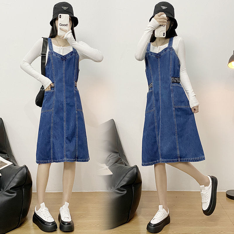 レディース オールインワン デニムワンピ カジュアル 春秋 ゆったり 可愛い 大きいサイズ LWDA194(S-5XL)