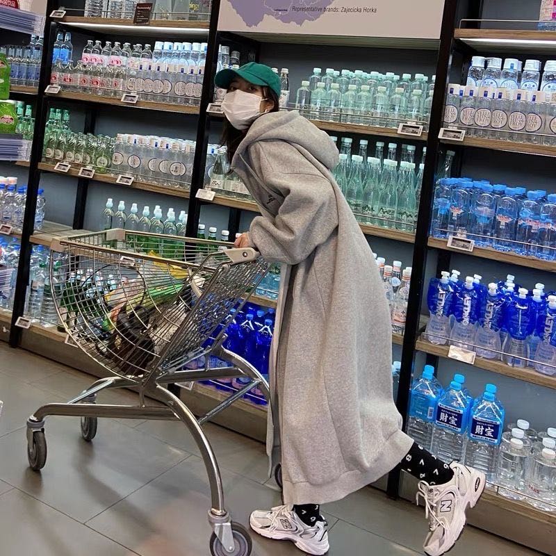 乐天商城 - レディース ロングコート フード付き 裏起毛厚手 秋冬 ゆったり 大きいサイズ 無地 LCDA170(L-4XL)