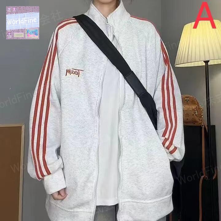 乐天商城 - アウター ジャケット ウインドブレーカー レディースジャケット サイドライン レディーススウェット スポーティ スウェットジャージ レディースブルゾン レディース ライン スイングトップ ブルゾン 秋 ゆったり ライン入り 大きいサイズ かわいい SLCD026(3色S-2XL)