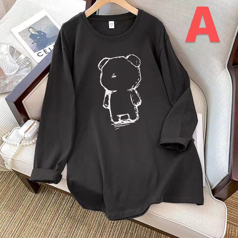 乐天商城 - レディース トップス Tシャツ 春秋 カジュアル 丸首 ゆったり 可愛い 大きいサイズ 長袖 LUDA308色M-3XL)