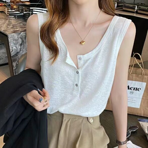 Rakuten - レディース Tシャツ トップス キャミソール 夏 ゆったり ノースリーブ 大きいサイズ 無地 シンプル LUEA039(2色L-3XL)