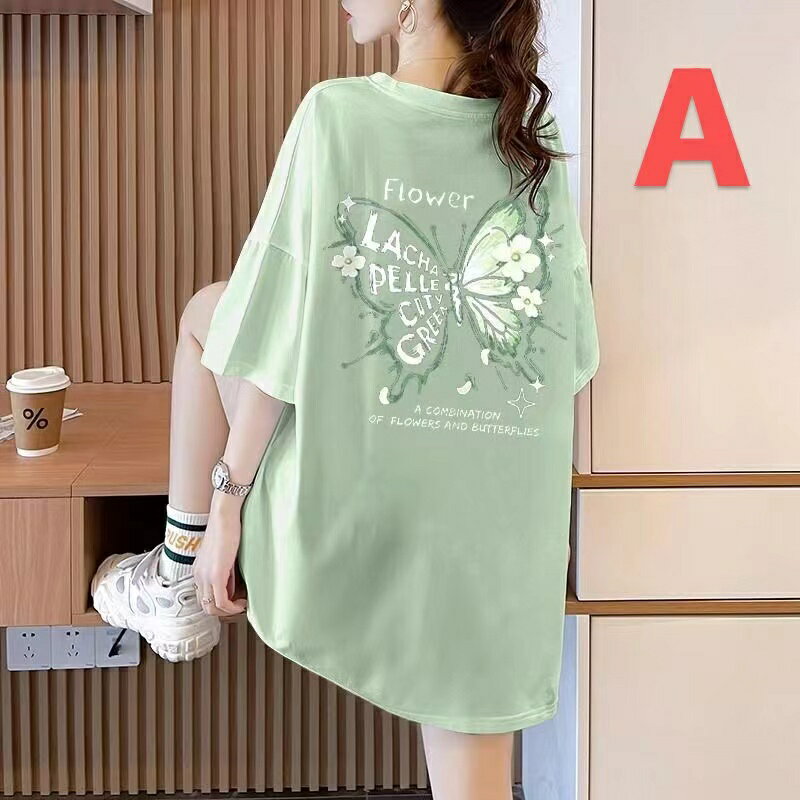 半袖tシャツ 大きいサイズ レディース ビッグtシャツ レディース半袖ティーシャツ ゆるトップス 大人かわいいトップス 夏Tシャツ プリント カットソー 半そでTシャツ tシャツ 蝶々 服 ゆるカットソー 夏服 はんそでTシャツ フェミニン ゆるTシャツ 半袖 可愛い LUFA040