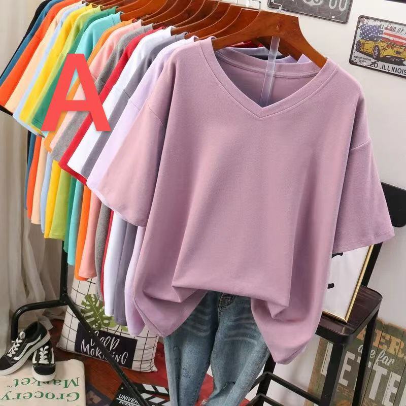 乐天商城 - 半袖tシャツ レディース トップス 半袖 tシャツ 無地 大きいサイズ カットソー 薄手 Vネック カジュアル シンプルtシャツ ゆるカットソー おしゃれ 可愛い かわいい 夏 おしゃれtシャツ 可愛いtシャツ LUGA055(10色M-5XL)