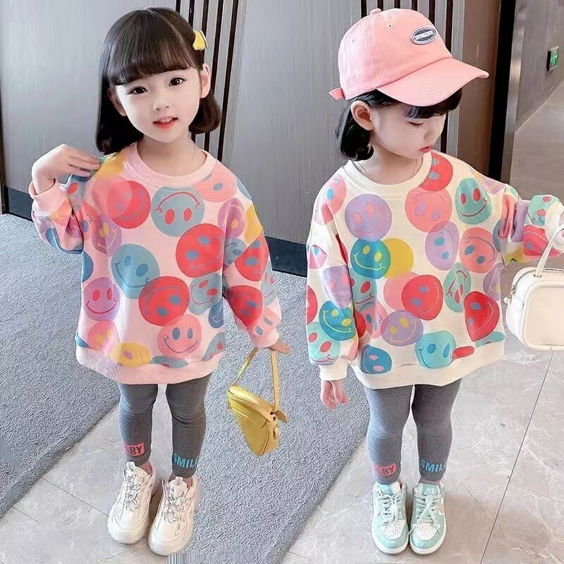乐天商城 - キッズ 子供服 セットアップ 上下セット トップス+レギンス 2点セット 春服 秋服 長袖 キッズ パンツセット プレゼント おしゃれ スウェット+レギンス 長袖 長ズボン 2点セット 幼児 ガールズ 通園 通学 誕生日 結婚式 春着 秋着 子ども服 KSFC030(2色90-140）