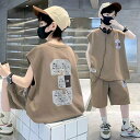 キッズ 子供服 セットアップ 上下セット Tシャツ+パンツ 2点セット 夏 子供服 男の子 tシャツ 半袖 薄手 ジュニア ハーフパンツ おしゃれ 可愛い トップス ボトムス 半ズボン スポーツ 入学 入園 誕生日 プレゼント 幼稚園 小学生 お出かけ KSFC076(2色120-170)