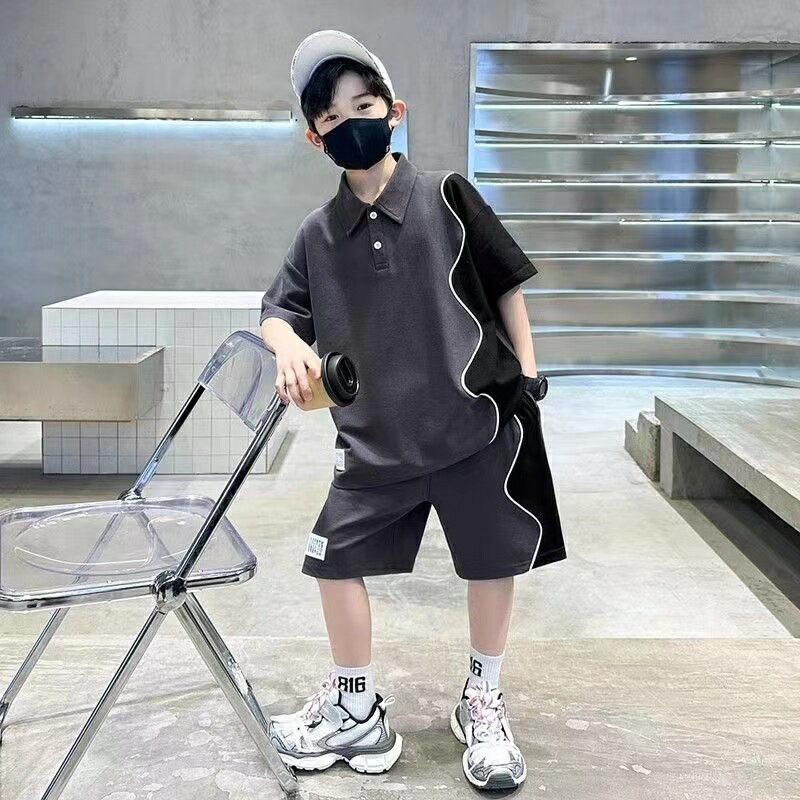 キッズ 子供服 セットアップ 上下セット Tシャツ+パンツ 2点セット 夏 子供服 男の子 tシャツ 半袖 薄手 ジュニア ハーフパンツ おしゃれ 可愛い トップス ボトムス 半ズボン スポーツ 入学 入園 誕生日 プレゼント 幼稚園 小学生 お出かけ KSFC115(2色110-170)