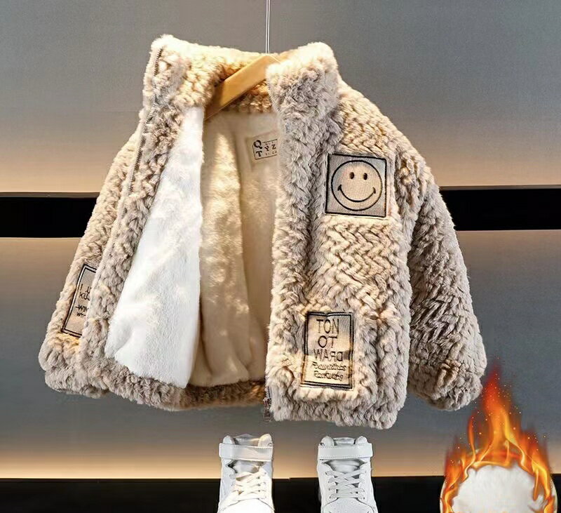 ボアジャケット キッズ 裏起毛 厚手 キッズ裏起毛コート トップス 男の子 裏ボア 防寒 もこもこ キッズ 暖かい冬コート ベビー 可愛い おしゃれ 90-150 小学校 小学生 幼稚園 通園通学 子ども服 KCFB116(2色90-150)