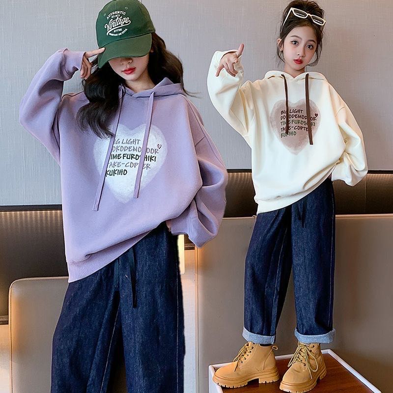 トレーナー キッズ トップス パーカー 子供服 薄手 女の子 春秋 秋服 春服 キッズ服 ゆったり 可愛い フード付き ジュニア カジュアル 長袖 KUFB054(2色110-170)のサムネイル