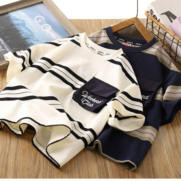 キッズ 子供服 Tシャツ カジュアル トップス ボーダー柄 半袖 夏 テイシャツ キッズtシャツ Tシャツボーダー柄 子供 ボーダーTシャツ 白 ティーシャツ キッズダンス ティシャツ 丸首 女の子 男の子服 男の子夏服 キッズ服 子ども服 ゆったり 可愛い ジュニア 薄手 KUFC016
