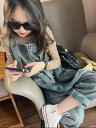 デニムサロペット オーバーオール パンツ カジュアル デニム ロングパンツ ベビー ジュニア KIDS 子供服 ジーンズ デニム オーバーオール オールインワン パンツ サロペット 無地 カジュアル 女の子 110 120 130 140 150 160 KTFB087(110-160)